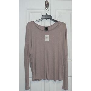 H‎ by Bordeau Women's Long Dolman Sleeve Scoop Neck Tee in Mauve Large $58